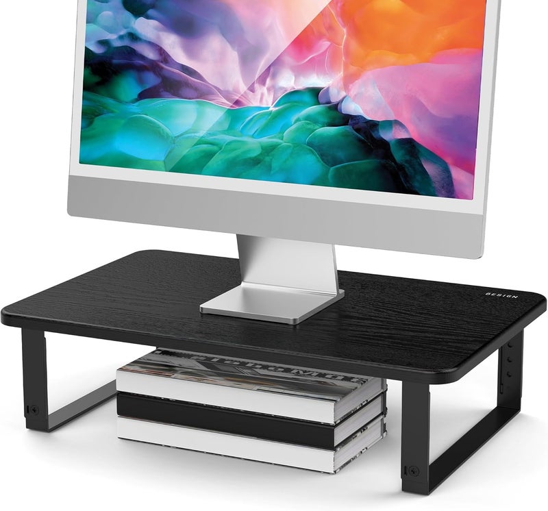 BESIGN MS01 Monitor Stand Riser, Height Adjustable Laptop Stand, Computer Monitor Stand for Monitor, Computer,Laptop,Printer (Black) - Image 1